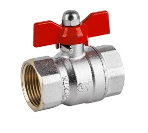 Ball valve red butterfly handle - Female/Female