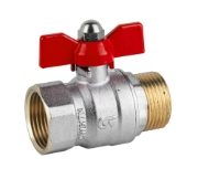 Ball valve M-F red butterfly handle - Male/Female